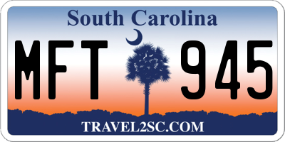 SC license plate MFT945