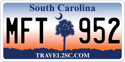 SC license plate MFT952