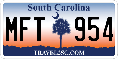 SC license plate MFT954