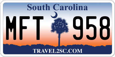 SC license plate MFT958