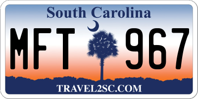 SC license plate MFT967