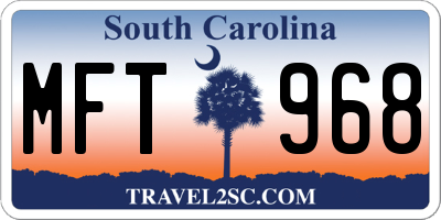 SC license plate MFT968