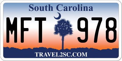 SC license plate MFT978