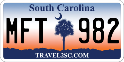 SC license plate MFT982