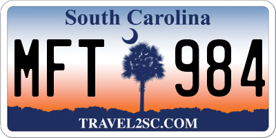 SC license plate MFT984