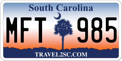 SC license plate MFT985