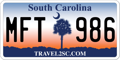 SC license plate MFT986