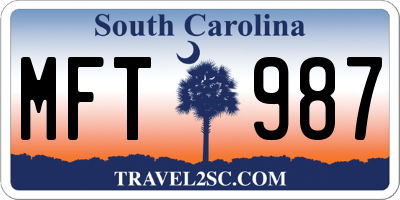 SC license plate MFT987