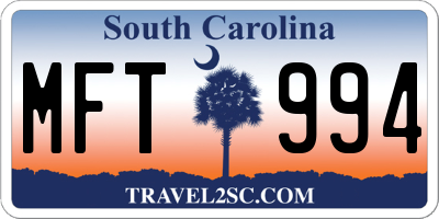 SC license plate MFT994