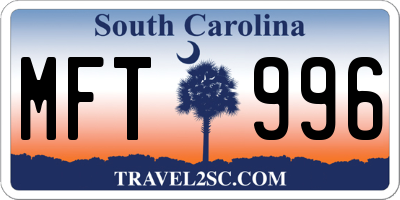 SC license plate MFT996
