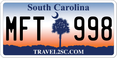 SC license plate MFT998