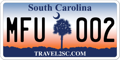 SC license plate MFU002
