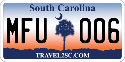 SC license plate MFU006