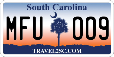 SC license plate MFU009