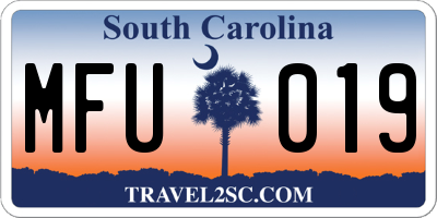 SC license plate MFU019