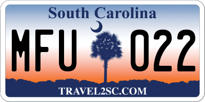 SC license plate MFU022