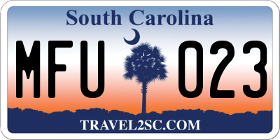 SC license plate MFU023