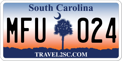 SC license plate MFU024