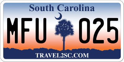 SC license plate MFU025