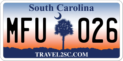 SC license plate MFU026