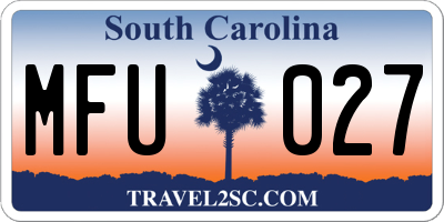 SC license plate MFU027