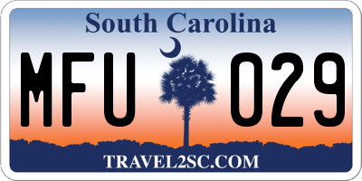 SC license plate MFU029