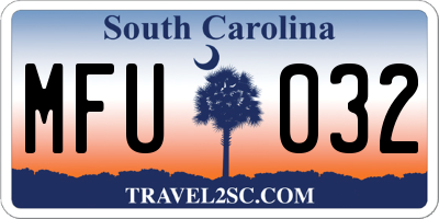 SC license plate MFU032