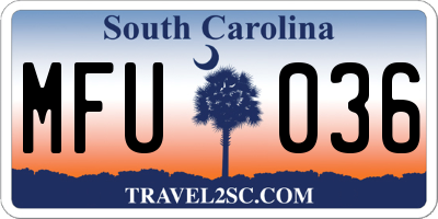 SC license plate MFU036