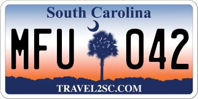 SC license plate MFU042