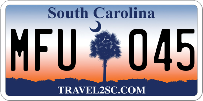 SC license plate MFU045
