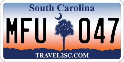 SC license plate MFU047