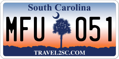 SC license plate MFU051