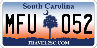 SC license plate MFU052