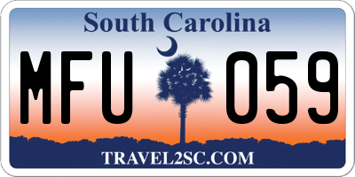 SC license plate MFU059
