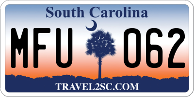 SC license plate MFU062