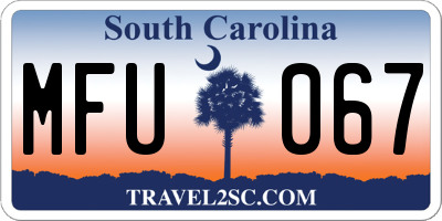 SC license plate MFU067