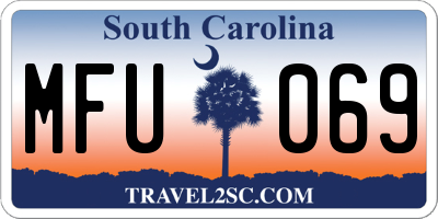 SC license plate MFU069