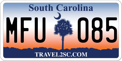 SC license plate MFU085