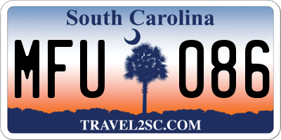 SC license plate MFU086