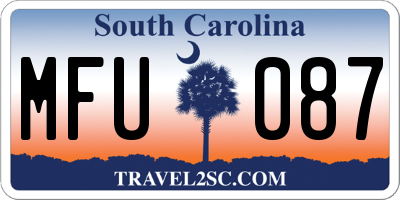 SC license plate MFU087
