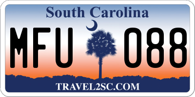 SC license plate MFU088