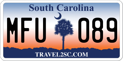 SC license plate MFU089