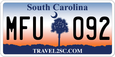 SC license plate MFU092