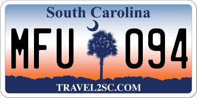 SC license plate MFU094
