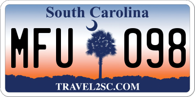 SC license plate MFU098