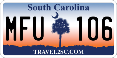SC license plate MFU106