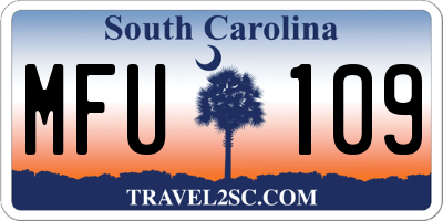 SC license plate MFU109