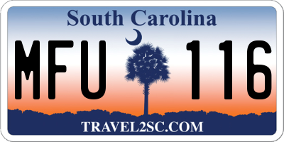 SC license plate MFU116