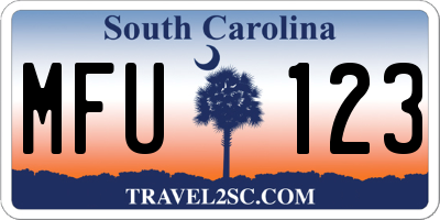 SC license plate MFU123