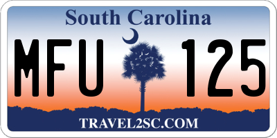 SC license plate MFU125